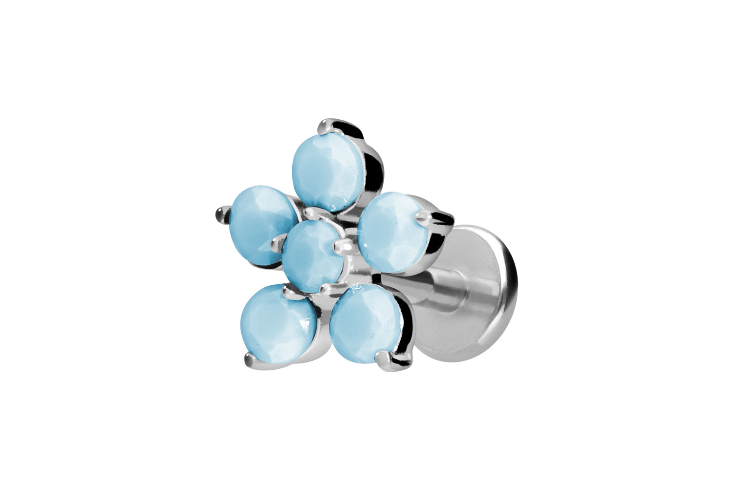 Titan Labret Piercing mit Innengewinde BLUME + SYNTHETISCHE TÜRKISE